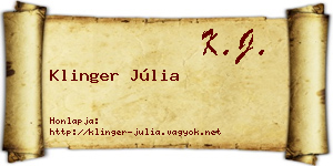Klinger Júlia névjegykártya